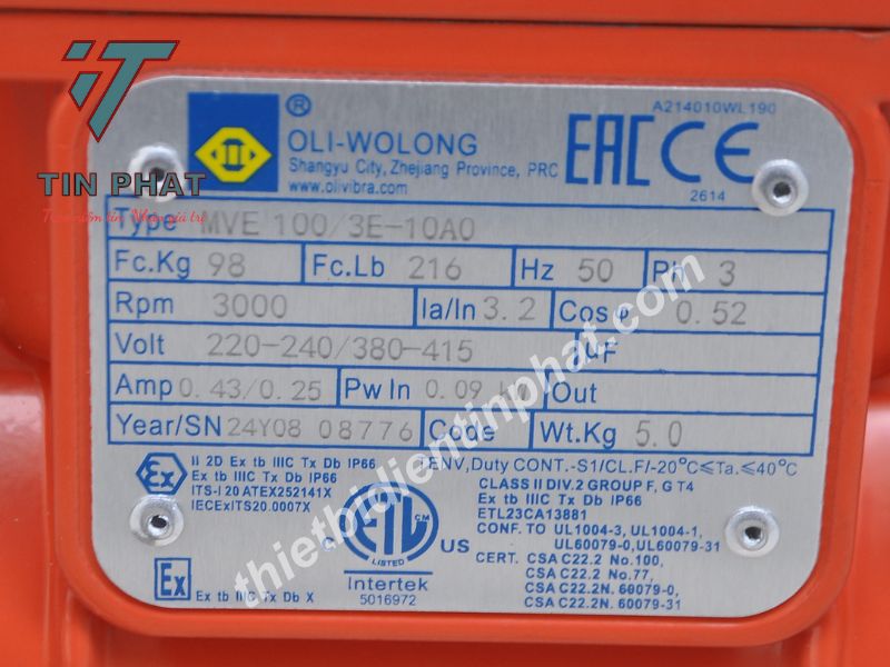 ĐỘNG CƠ RUNG OLI MVE100/3E-10A0 0.09kW