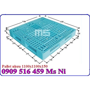 Pallet nhựa màu xanh 1100x1100x150mm