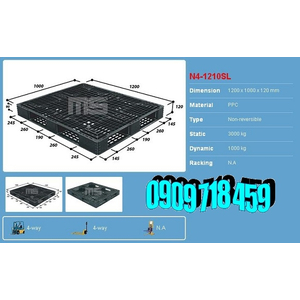 Pallet nhựa 1200x1000x120 màu đen một mặt 3000kg - Malaysia