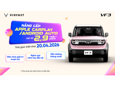 NÂNG CẤP APPLE CARPLAY/ANDROID AUTO CHO VF 3 CHỈ TỪ 2,9 TRIỆU ĐỒNG*