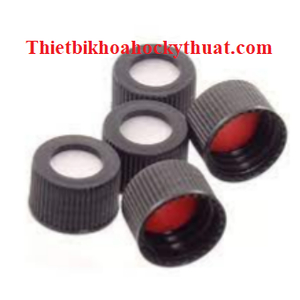 Nắp chai vial 4ml, Red PTFE/White silicone septa + Black cap with hole, screw top vial