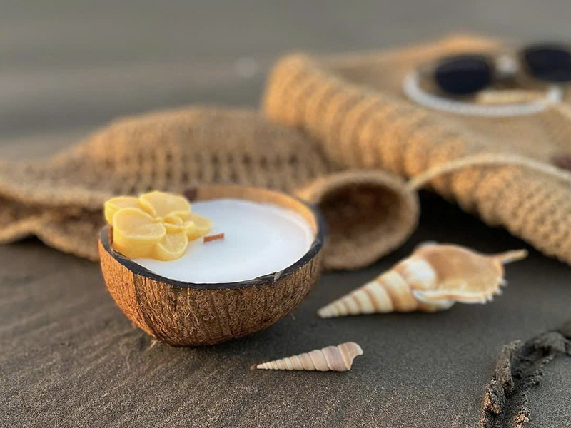 Nến thơm gáo dừa bình an
