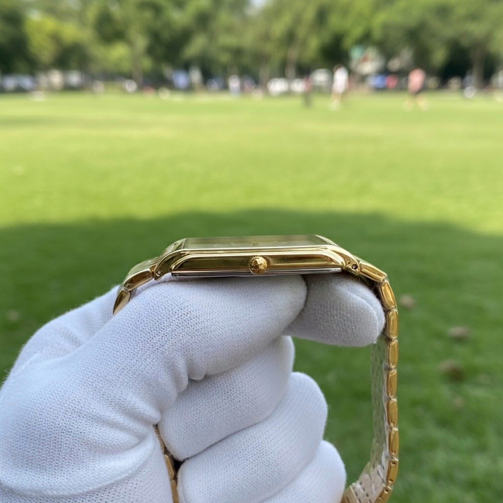 NEOS N-30905M - Đồng Hồ Nam Mặt Chữ Nhật Mạ Vàng, Kính Sapphire