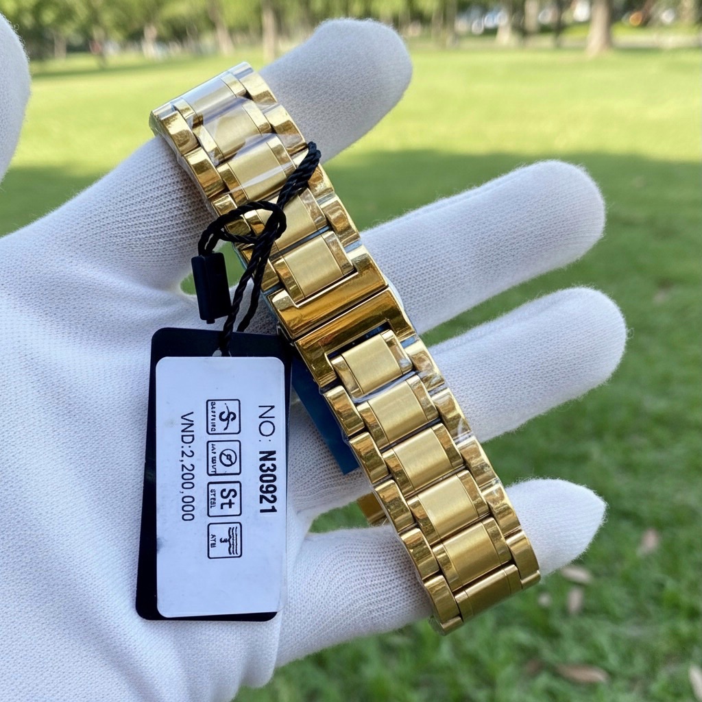 NEOS N-30921M - Đồng Hồ Nam Mặt Vuông Vàng Sang Trọng, Kính Sapphire