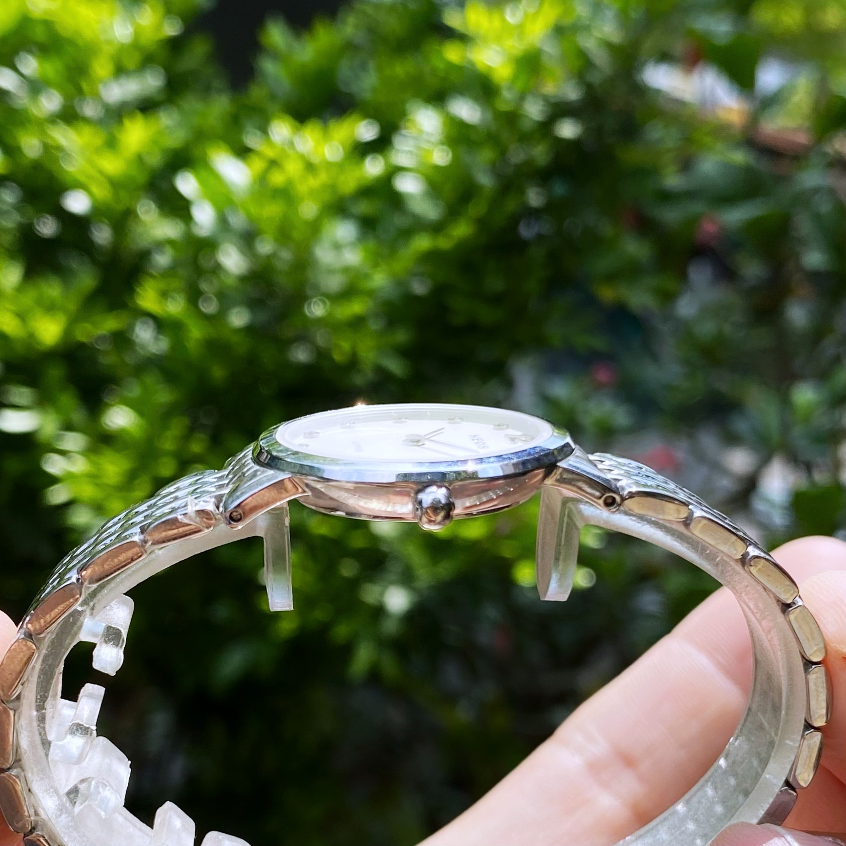 Đồng hồ Đôi Neos N-40577A Dây Thép Trắng