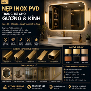 NẸP INOX PVD TRANG TRÍ CHO GƯƠNG VÀ KÍNH CAO CẤP