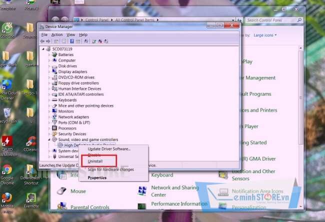 Gỡ cài lại driver âm thanh