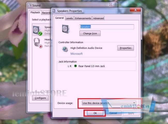 Enable thiết bị phát