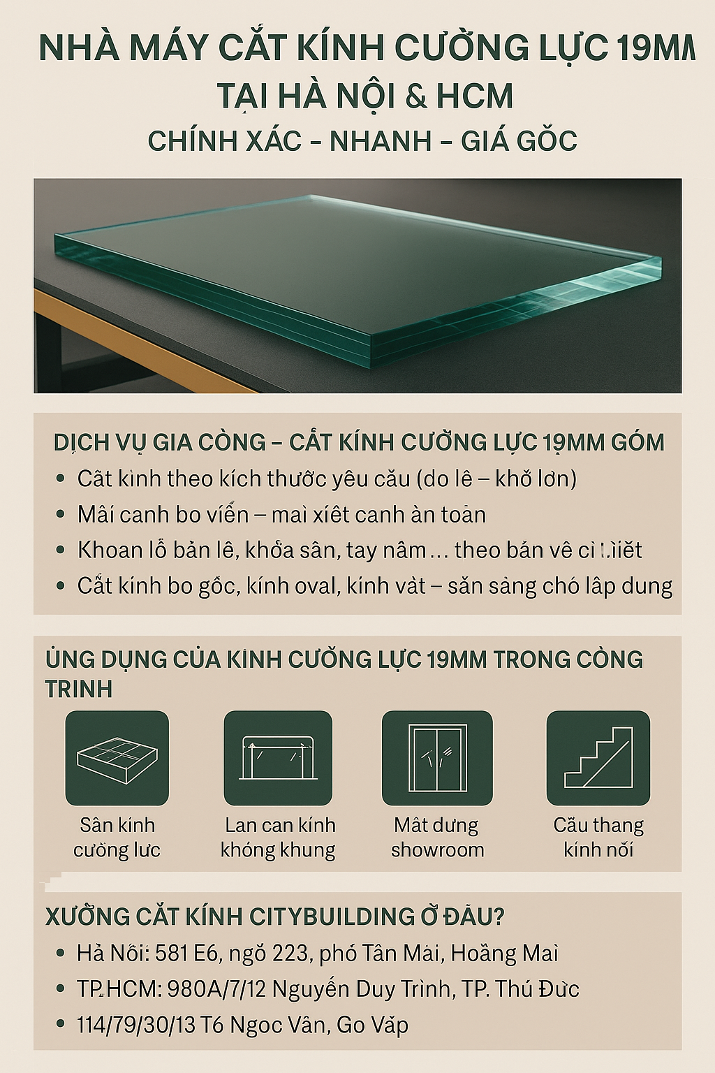 🔖 NHÀ MÁY CẮT KÍNH CƯỜNG LỰC 19MM TẠI HÀ NỘI & HCM – CHÍNH XÁC – NHANH – GIÁ GỐC