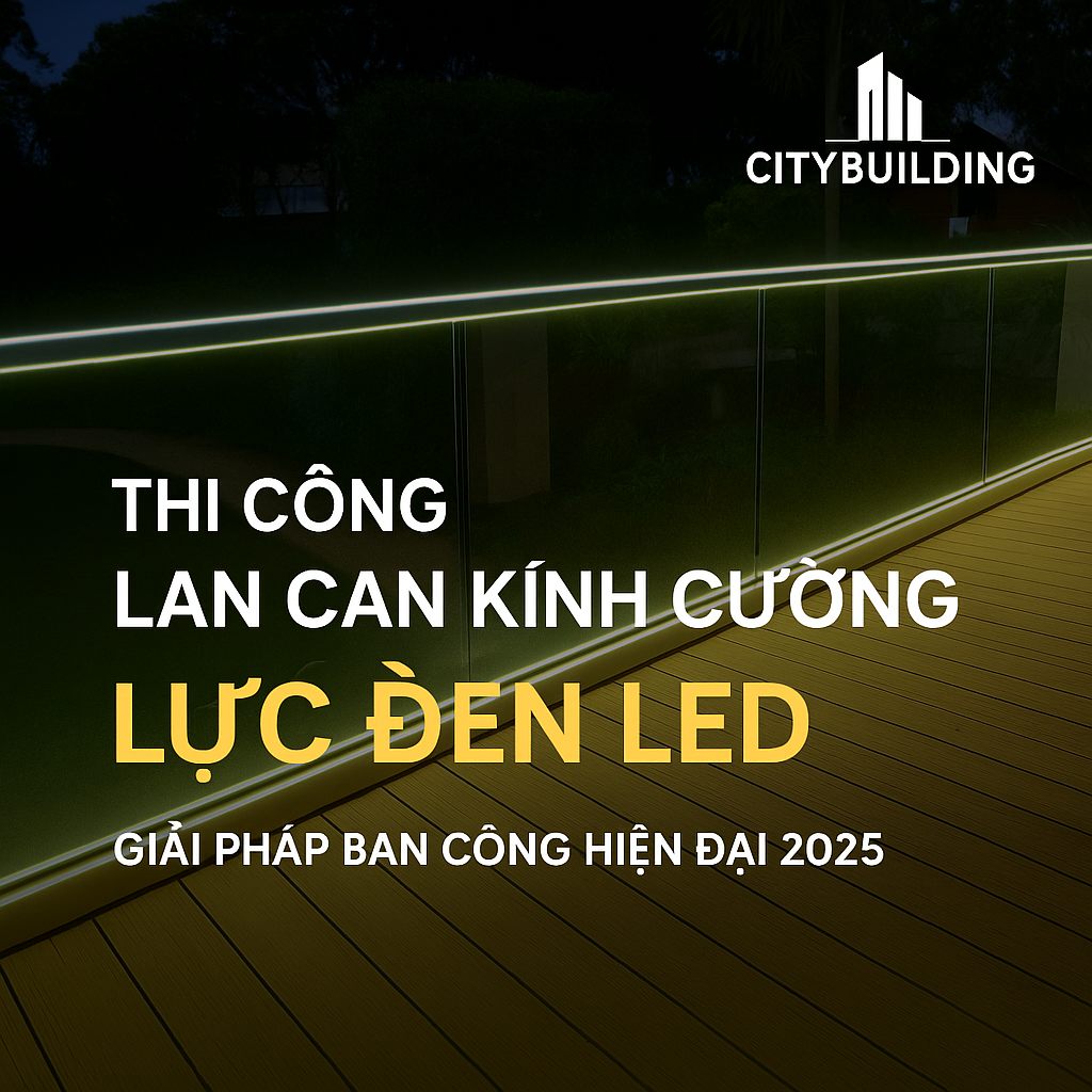 🔖 THI CÔNG LAN CAN KÍNH CƯỜNG LỰC ĐÈN LED CITYBUILDING – GIẢI PHÁP CHIẾU SÁNG BAN CÔNG HIỆN ĐẠI 2025