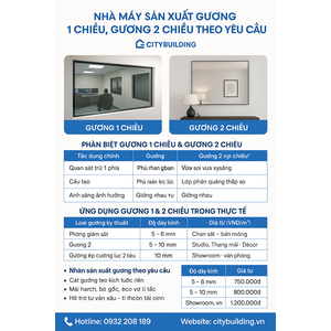 📌 NHÀ MÁY SẢN XUẤT GƯƠNG 1 CHIỀU, GƯƠNG 2 CHIỀU THEO YÊU CẦU | CITYBUILDING