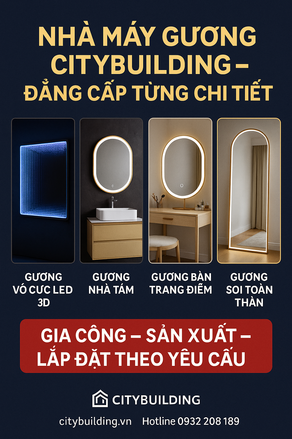 💫 NHÀ MÁY GƯƠNG CITYBUILDING | GƯƠNG VÔ CỰC – GƯƠNG NHÀ TẮM – GƯƠNG TRANG ĐIỂM – GƯƠNG TOÀN THÂN