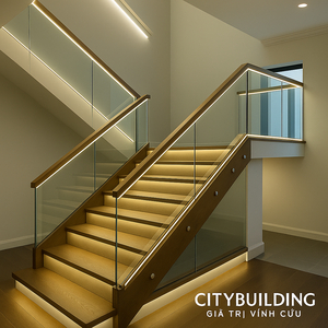 ✨ THI CÔNG CẦU THANG KÍNH CƯỜNG LỰC ĐÈN LED CAO CẤP | CITYBUILDING HÀ NỘI TPHCM