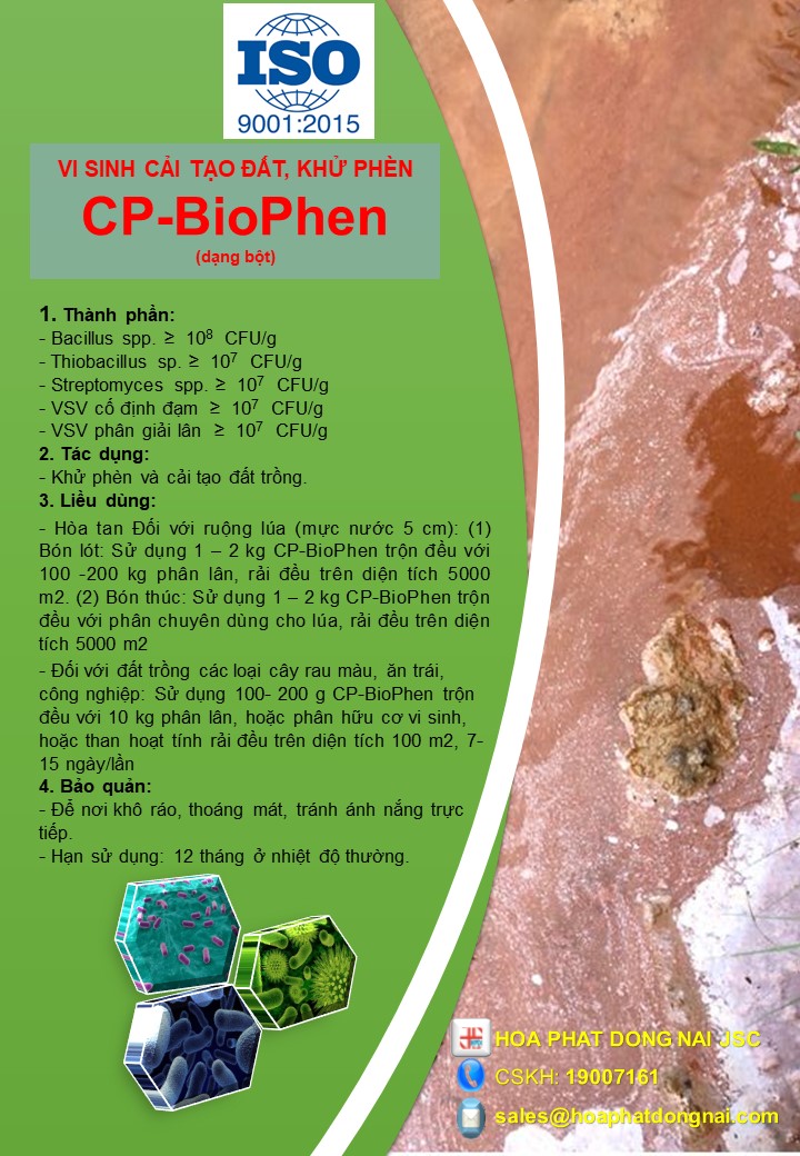 VI SINH CẢI TẠO ĐẤT, KHỬ PHÈN CP-BioPhen (dạng bột)