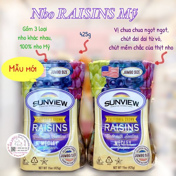 Nho khô Raisins 425g mới