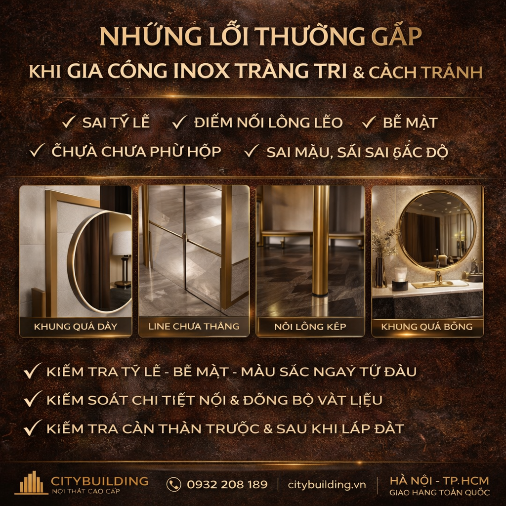 NHỮNG LỖI THƯỜNG GẶP KHI GIA CÔNG INOX TRANG TRÍ VÀ CÁCH TRÁNH CITYBUILDING