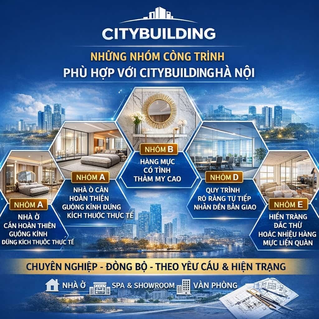 NHỮNG NHÓM CÔNG TRÌNH PHÙ HỢP VỚI CITYBUILDING HÀ NỘ