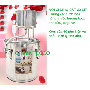 Nồi chưng cất nước hoa hồng, tinh dầu 22 lít