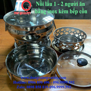 Nồi lẩu 1 - 2 người ăn bằng inox kèm bếp cồn