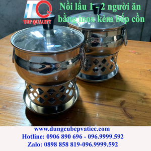 Nồi lẩu 1 - 2 người ăn bằng inox kèm bếp cồn