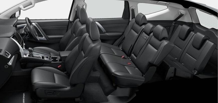 Nội thất 7 chỗ ngồi rộng rãi trên Pajero Sport 2020 tại thị trường Thái Lan