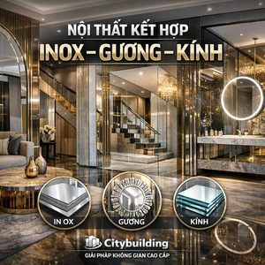 1️⃣ NỘI THẤT KẾT HỢP INOX – GƯƠNG – KÍNH | GIẢI PHÁP KHÔNG GIAN CAO CẤP CITYBUILDING