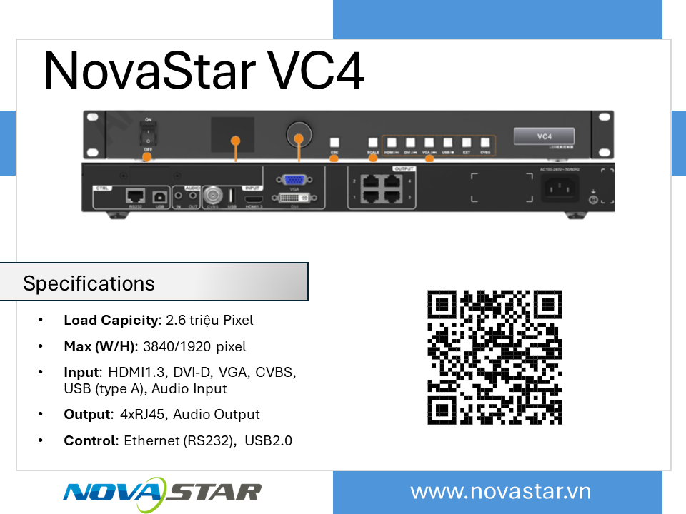 NovaStar VC4 – Bộ xử lý hình ảnh LED All-in-One (4 cổng)