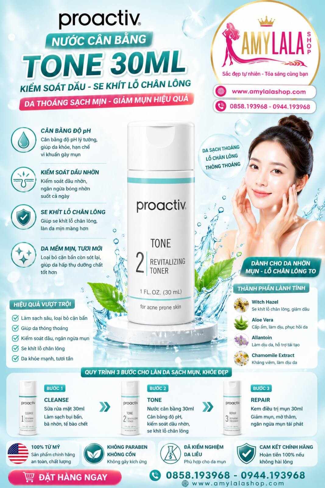 Nước cân bằng Proactiv 30ml Revitalizing Toner trị mụn săn chắc sáng da - 0858193968 - 0944193968 - amylalashop.com -