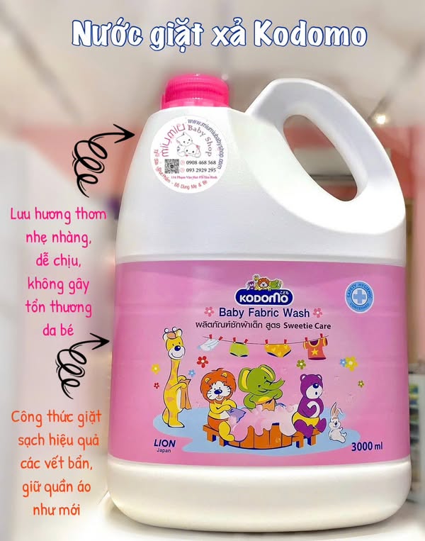 Nước Giặt Xả Quần Áo Kodomo 3 Lít (Màu Hồng) 🇹🇭
