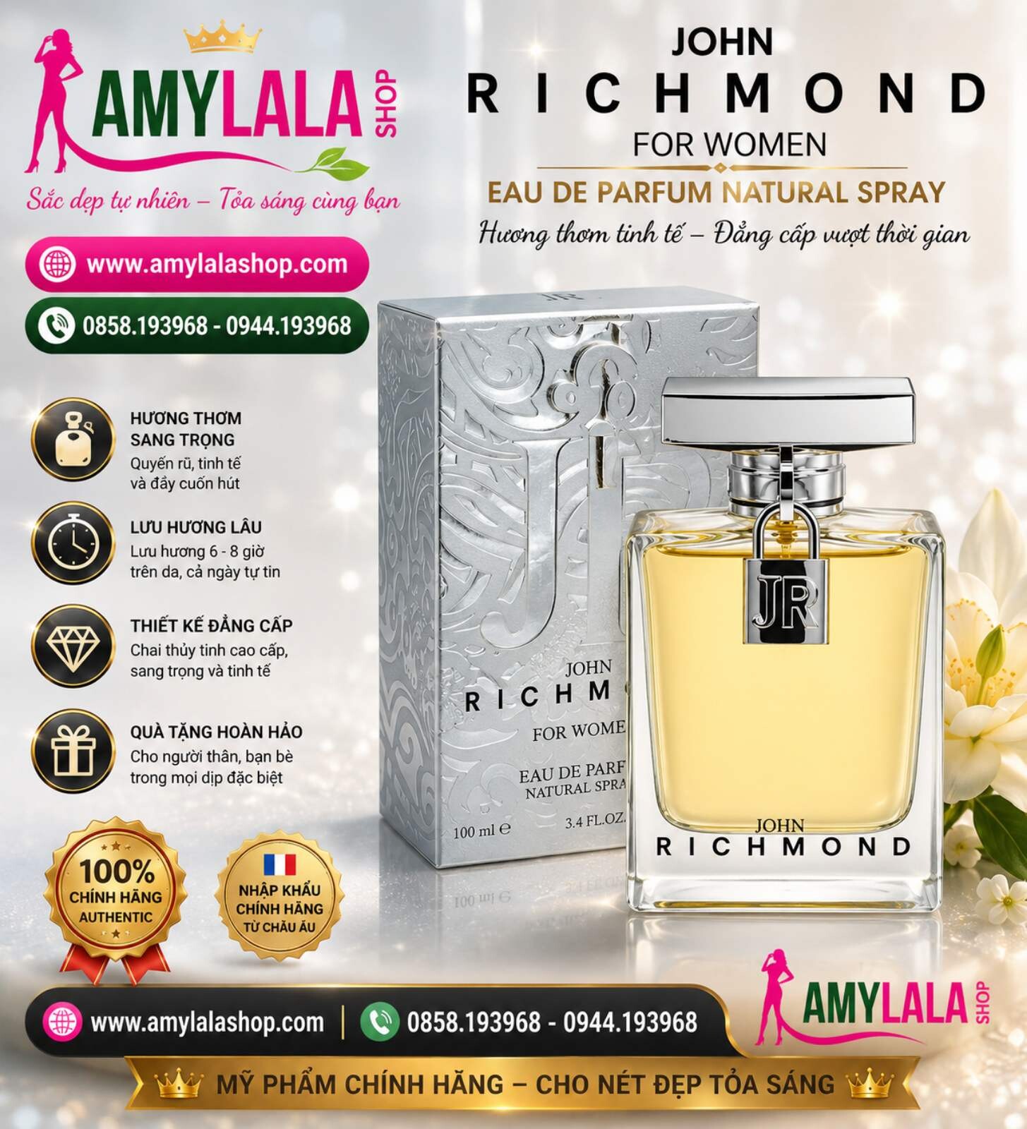 Nước hoa nữ JOHN RICHMOND Eau de Parfum 100ml Made in Italy - 0858193968 - 0944193968 - amylalashop.com -