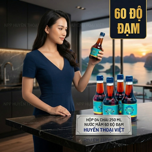 ( HỘP 4 CHAI 250ML) Nước mắm Hạnh Phúc 60 độ đạm - Quà tặng Người Thân.