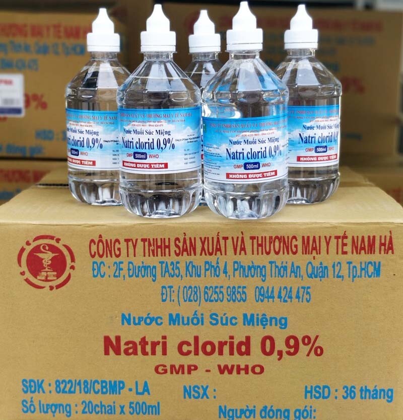 Nước muối súc miệng Natri Clorid 0.9% Nam Hà 500 ml