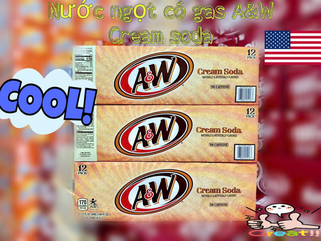 Nước ngọt có gas A&W soda cream