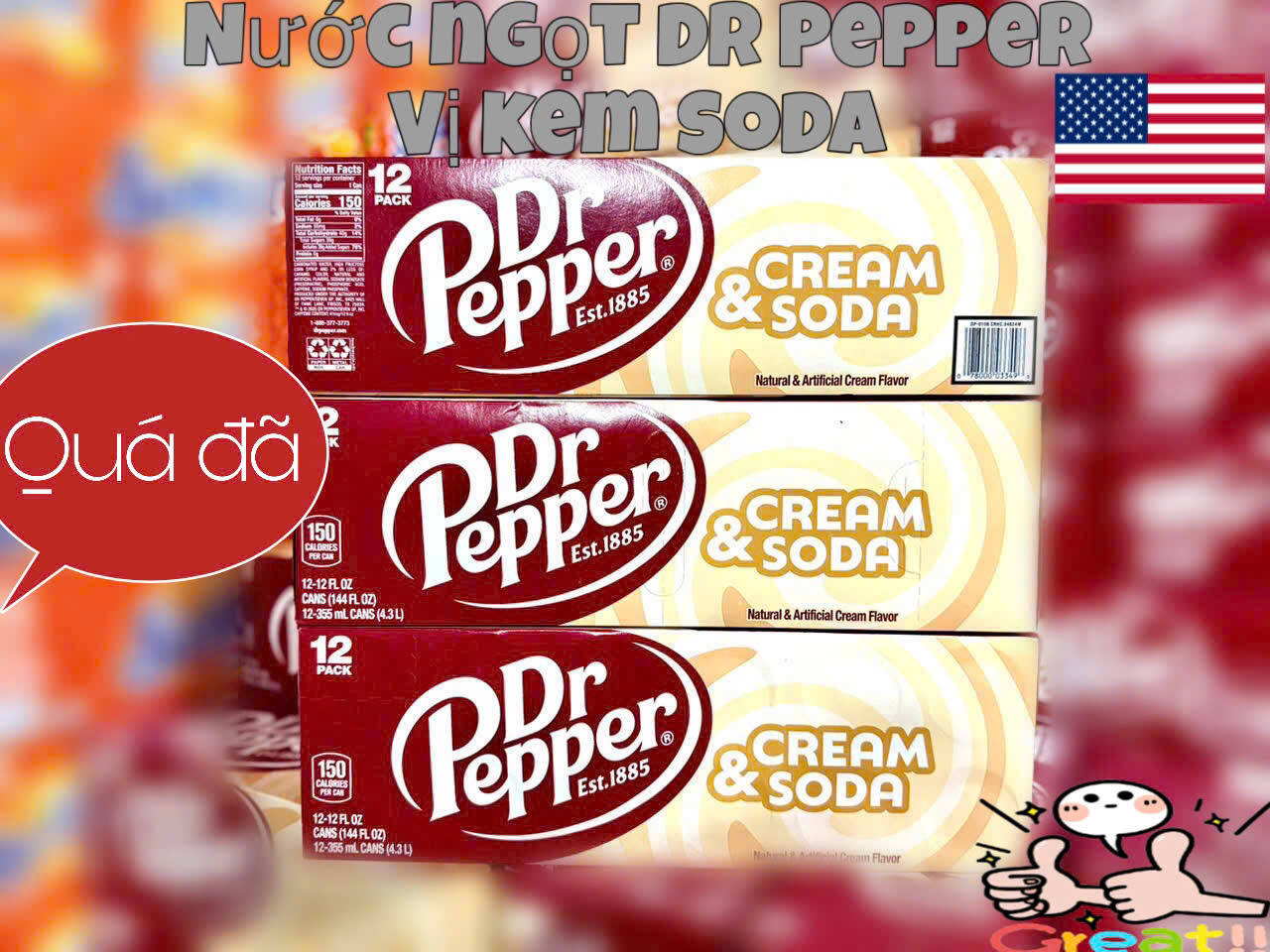 Nước ngọt DrPepper vị soda cream