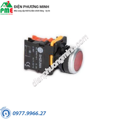Nút nhấn tự nhả có đèn đỏ - loại phẳng Shizuma 24VDC