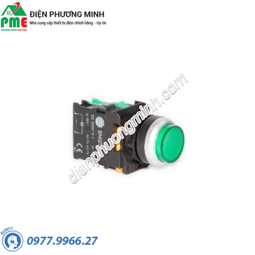 Nút nhấn tự nhả có đèn xanh lá - loại lồi Shizuma 24VDC