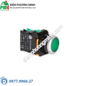 Nút nhấn tự nhả có đèn xanh lá - loại phẳng Shizuma 24VDC