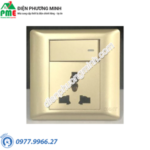 Bộ ổ cắm đa năng 3 chấu 13A, công tắc 1 chiều 16A 250V màu vàng