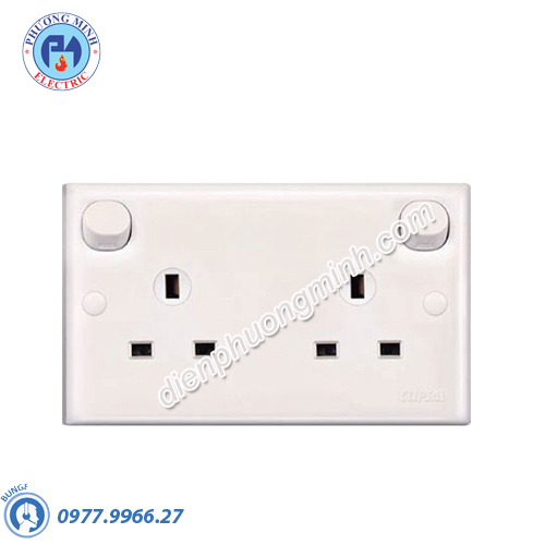 Ổ cắm đôi 3 chấu 13A có công tắc kiểu Anh - Model E25R_WE