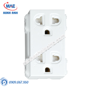 Ổ cắm đôi có màn che và dây nối đất - Model WEV1582-7SW