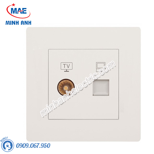 Ổ cắm Tivi + Mạng RJ45 Cat 5e - Hager WGMT2TVRJ5