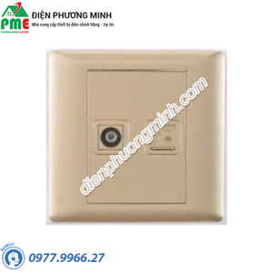 Bộ ổ cắm tivi + mạng Cat 5 màu vàng