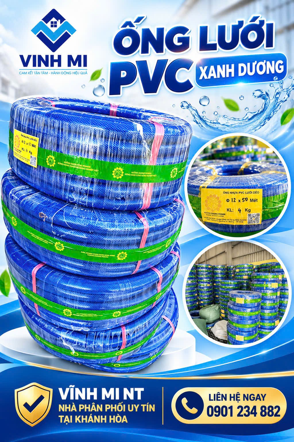 Ống lưới nhựa PVC màu xanh dương Vĩnh Mi NT
