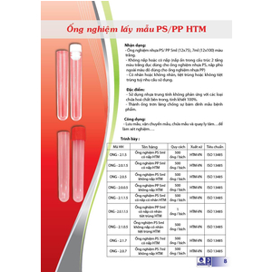 Ống nghiệm lấy mẫu PS/PP HTM