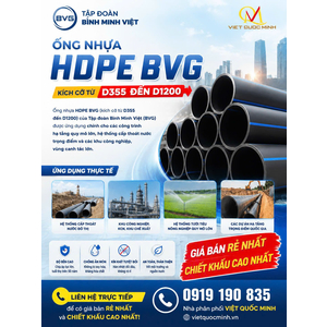 Ống nhựa HDPE BVG (kích cỡ từ D355 đến D1200) ứng dụng chính cho các công trình hạ tầng quy mô lớn