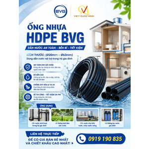Ống nhựa HDPE BVG kích thước (Ø20mm – Ø63mm) dùng dẫn nước nội bộ trong hộ gia đình
