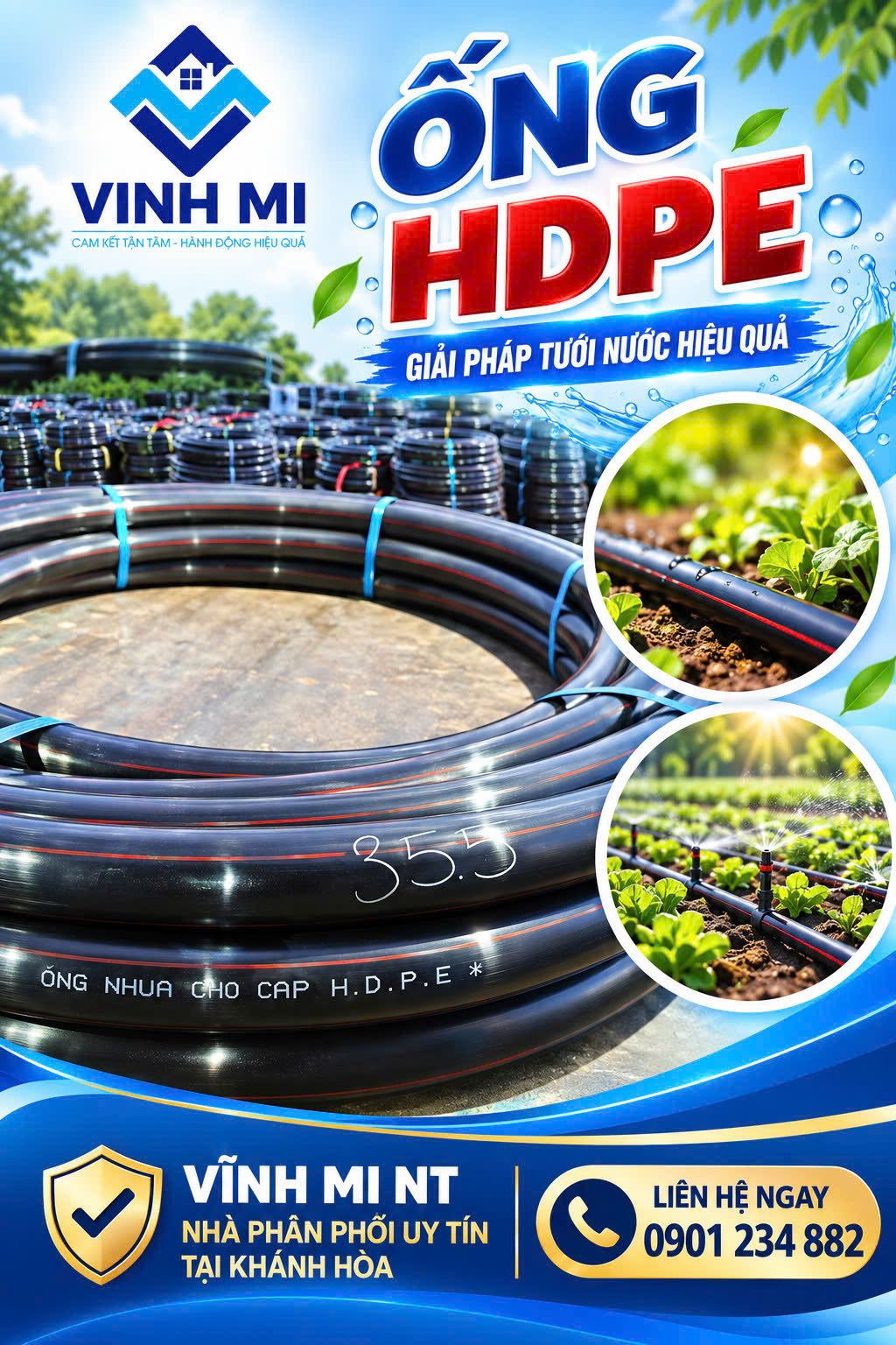 Ống nhựa HDPE Vĩnh Mi NT - Bảng giá ống nhựa HDPE tốt nhất tại Khánh Hòa