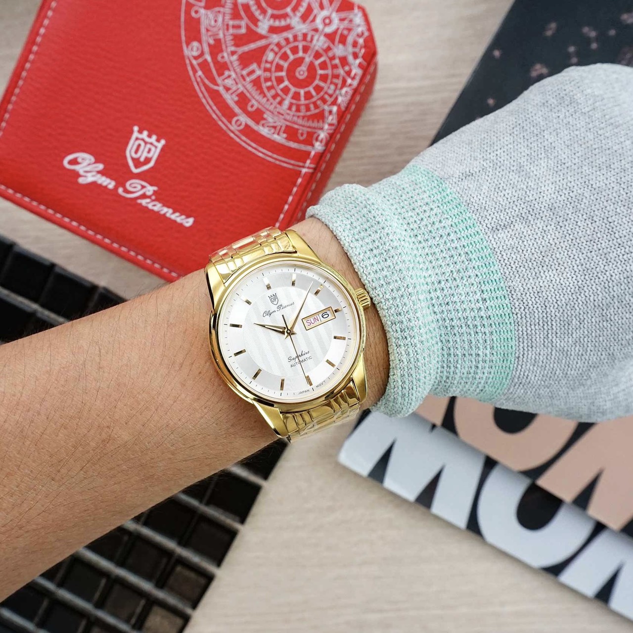 ĐỒNG HỒ CƠ OLYM PIANUS 2 LỊCH OP990-16AMK-T