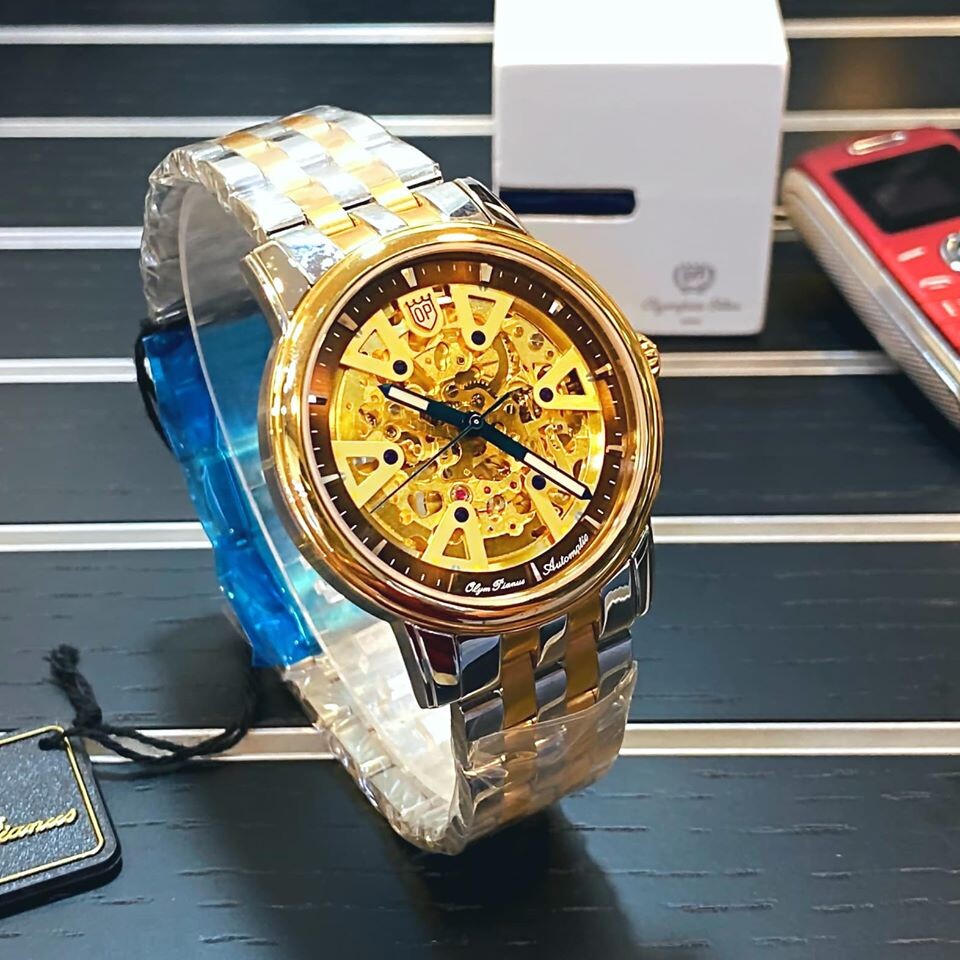 OP9930-4AGK-T | ĐỒNG HỒ CƠ OLYM PIANUS SKELETON CHÍNH HÃNG
