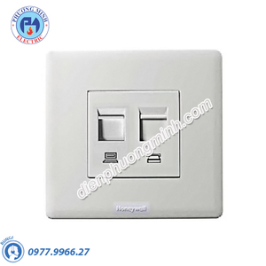Ổ cắm 1 cổng mạng LAN cat5, 1 cổng điện thoại RJ11 Honeywell - Model P63563WHI